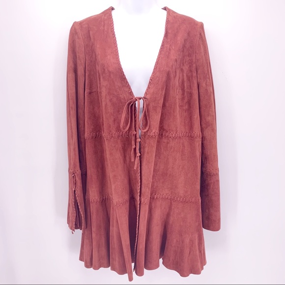 Free People Jackets & Blazers - RARE Free People Goat Suede Leather Boho Duster Jacket Size XS